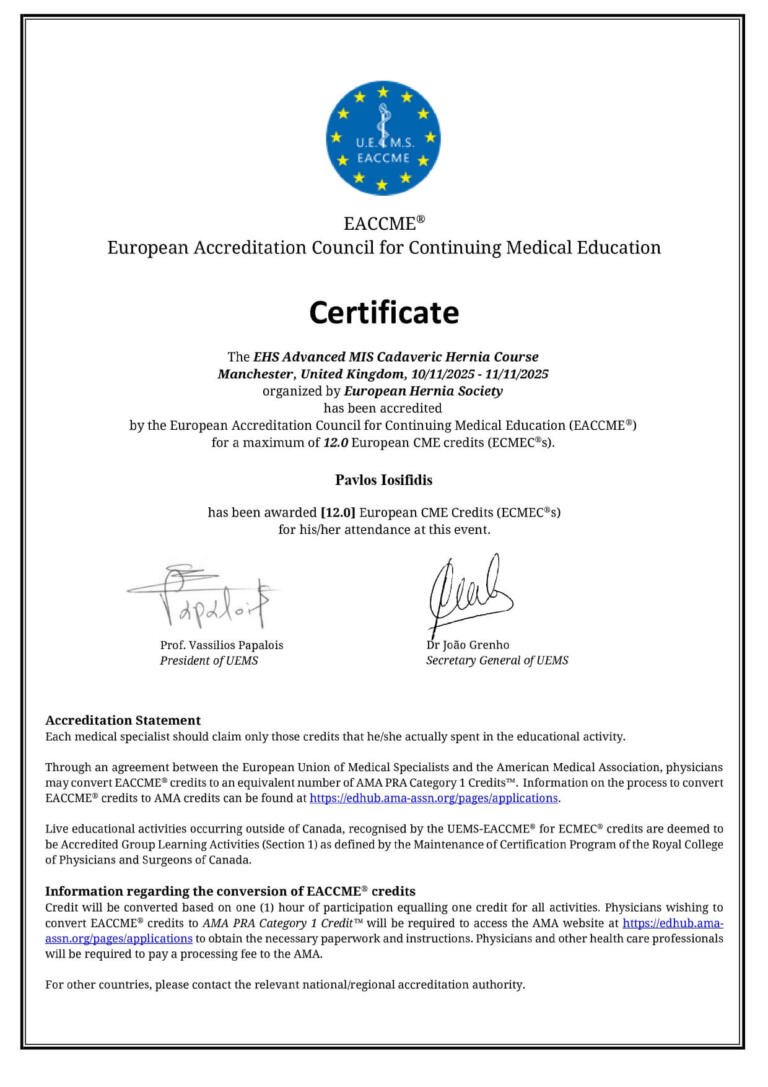 CME Certificate (EHS Advanced MIS Cadaveric Hernia Corurse, 10-11 November 2025, Manchester)_page-0001
